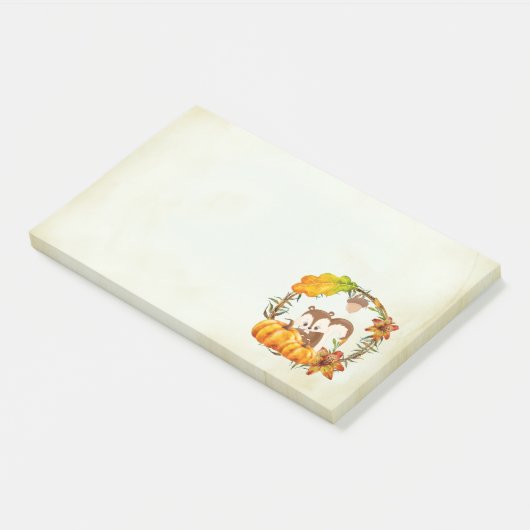 Eichhörnchen im blumigen Kreidefall Rustikal Post-it Klebezettel (angewinkelt)