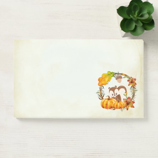 Eichhörnchen im blumigen Kreidefall Rustikal Post-it Klebezettel (Büro)