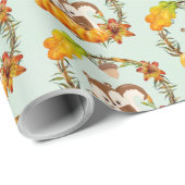 Eichhörnchen im blumigen Kreidefall Rustikales Mus Geschenkpapier (Rolleneckpunkt)