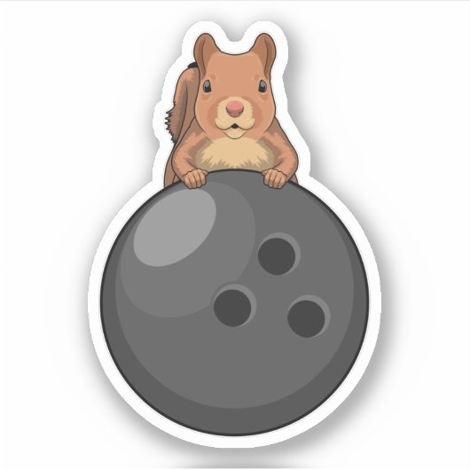 Eichhörnchen im Bowling mit Bowlingball Aufkleber (Vorderseite)