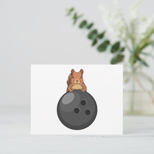 Eichhörnchen im Bowling mit Bowlingball Postkarte (Stehend Vorderseite)