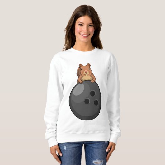 Eichhörnchen im Bowling mit Bowlingball Sweatshirt (Vorne ganz)