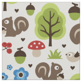 Eichhörnchen im Eichen-Waldmuster Stoff (Nahaufnahme)