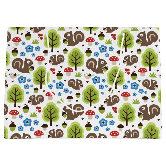Eichhörnchen im Eichenwaldmuster Große Geschenktüte (Vorderseite)