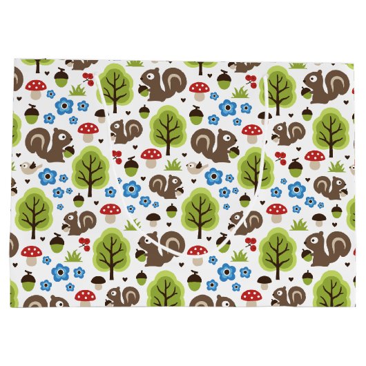 Eichhörnchen im Eichenwaldmuster Große Geschenktüte (Rückseite)