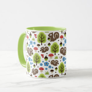 Eichhörnchen im Eichenwaldmuster Tasse
