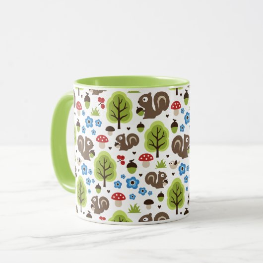 Eichhörnchen im Eichenwaldmuster Tasse (Vorderseite Links)
