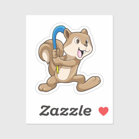 Eichhörnchen im Feldhockey mit Stick Aufkleber (Blatt)