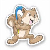 Eichhörnchen im Feldhockey mit Stick Aufkleber (Vorderseite)