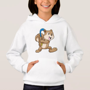 Eichhörnchen im Feldhockey mit Stick Hoodie