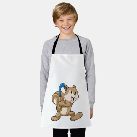 Eichhörnchen im Feldhockey mit Stick Schürze (Getragen)