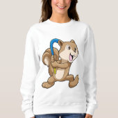Eichhörnchen im Feldhockey mit Stick Sweatshirt (Vorderseite)