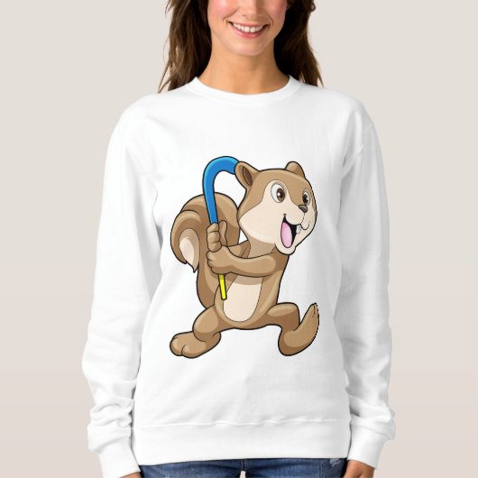 Eichhörnchen im Feldhockey mit Stick Sweatshirt (Vorderseite)