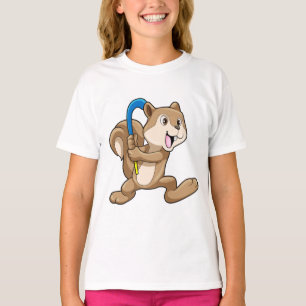 Eichhörnchen im Feldhockey mit Stick T-Shirt