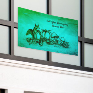 Eichhörnchen im Herbst, Glückliches Erntedankfest! Banner