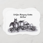 Eichhörnchen im Herbst, Glückliches Erntedankfest! Einladung (Vorne/Hinten)