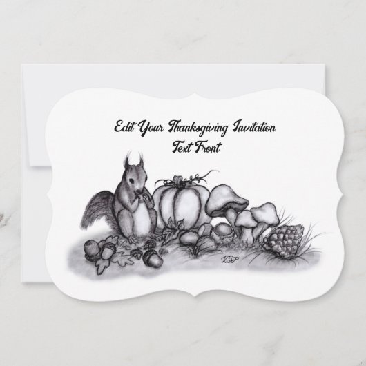 Eichhörnchen im Herbst, Glückliches Erntedankfest! Einladung (Vorderseite)