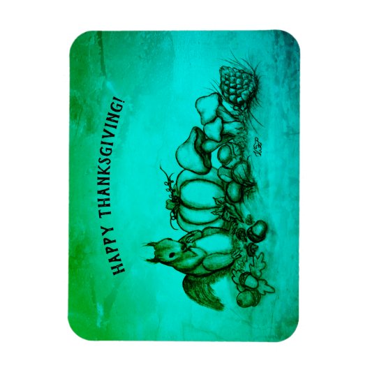 Eichhörnchen im Herbst, Glückliches Erntedankfest! Magnet (Vertikal)