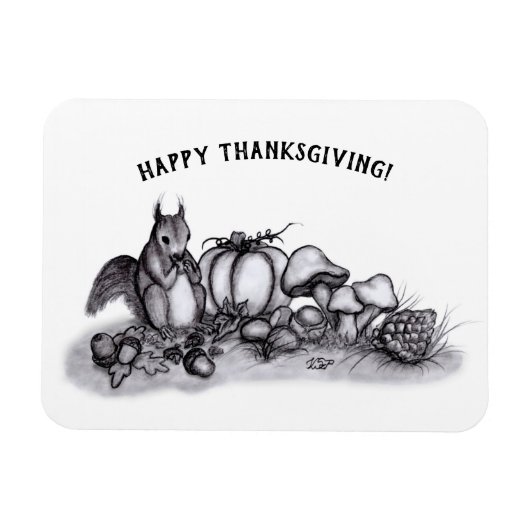 Eichhörnchen im Herbst, Glückliches Erntedankfest! Magnet (Horizontal)