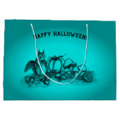 Eichhörnchen im Herbst, glückliches Halloween! Große Geschenktüte (Rückseite)
