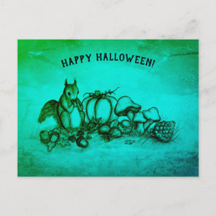 Eichhörnchen im Herbst, glückliches Halloween! Postkarte