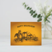 Eichhörnchen im Herbst, glückliches Halloween! Postkarte (Stehend Vorderseite)