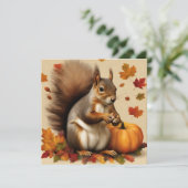 Eichhörnchen im Herbst mit Pumpkin und Fallenden B Karte (Stehend Vorderseite)