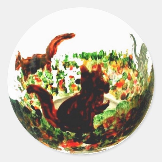Eichhörnchen im Herbst Rustikale Natur Runder Aufkleber (Vorderseite)