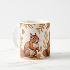Eichhörnchen im Herbst und Blumendekoration Kaffeetasse