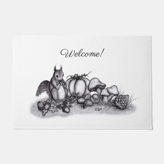 Eichhörnchen im Herbst , Willkommen Fußmatte (Vorderseite)