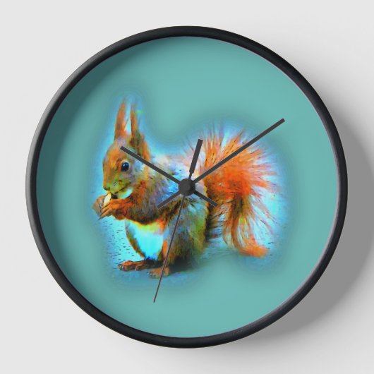 Eichhörnchen im modernen Stil auf türkis Uhr (Vorderseite)