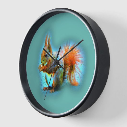 Eichhörnchen im modernen Stil auf türkis Uhr (Winkel)