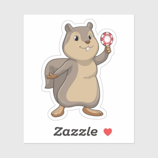 Eichhörnchen im Poker mit Poker-Chips Aufkleber (Blatt)