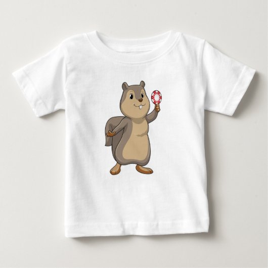 Eichhörnchen im Poker mit Poker-Chips Baby T-shirt (Vorderseite)