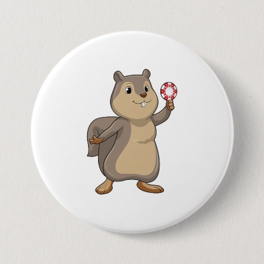 Eichhörnchen im Poker mit Poker-Chips Button (Vorderseite)