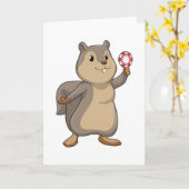 Eichhörnchen im Poker mit Poker-Chips Karte (Gelbe Blume)