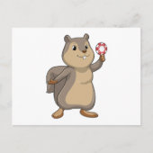 Eichhörnchen im Poker mit Poker-Chips Postkarte (Vorderseite)