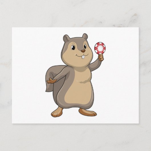 Eichhörnchen im Poker mit Poker-Chips Postkarte (Vorderseite)