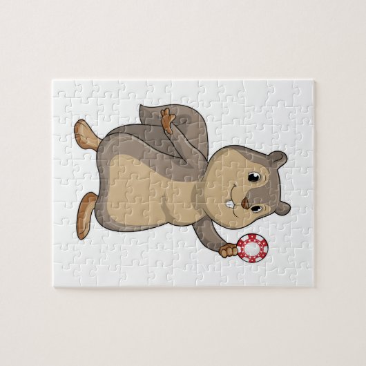 Eichhörnchen im Poker mit Poker-Chips Puzzle (Horizontal)