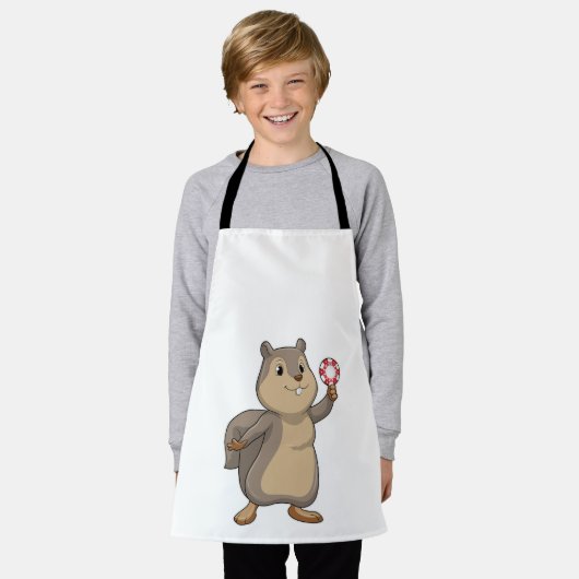 Eichhörnchen im Poker mit Poker-Chips Schürze (Getragen)