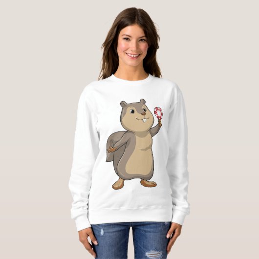 Eichhörnchen im Poker mit Poker-Chips Sweatshirt (Vorne ganz)