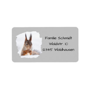 Eichhörnchen im Schnee - grau Adressaufkleber
