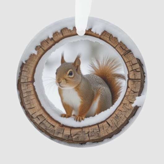 Eichhörnchen im Schnee Ornament (Vorderseite)
