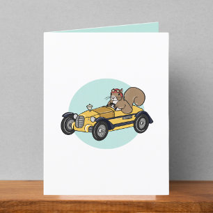 Eichhörnchen im Vintagen Race Car Blank Dankeskarte