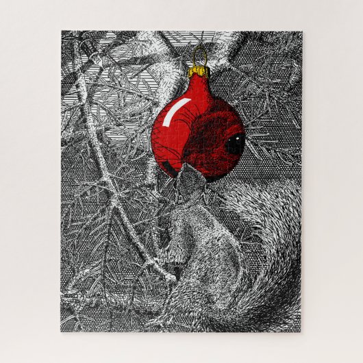 Eichhörnchen im Weihnachtsbaum 520-teiliges Puzzle (Vertikal)