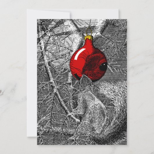 Eichhörnchen im Weihnachtsbaum Einladung (Vorderseite)