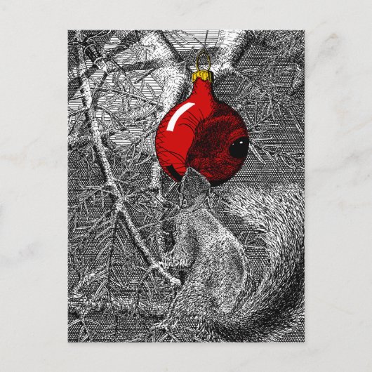 Eichhörnchen im Weihnachtsbaum Postkarte (Vorderseite)