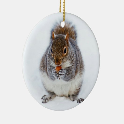 Eichhörnchen im Winter Keramik Ornament (Rechts)