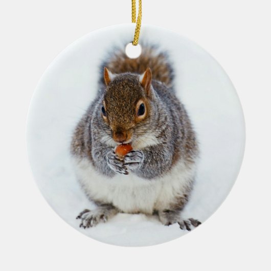 Eichhörnchen im Winter Keramik Ornament (Vorne)