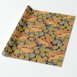 Eichhörnchen in Bäumen Vintage Art Nouveau Geschenkpapier